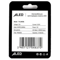 Світлодіодні лампи ALed T10 (W5W) white (2шт)