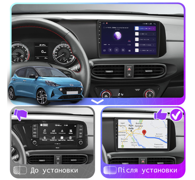 Штатна магнітола Hyundai i10  2019- Element 6/128 4G CarPlay