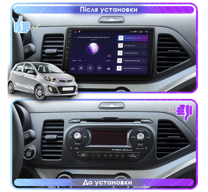 Штатна магнітола Kia Picanto 2011-2015 Element 6/128 4G CarPlay