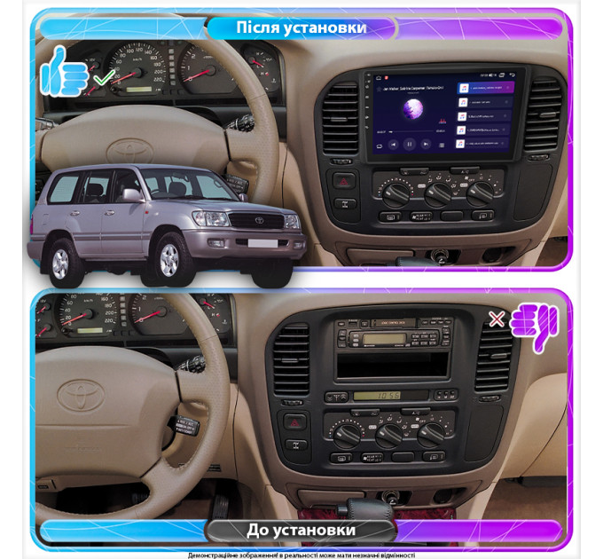 Штатна магнітола Toyota Land Cruiser 100 Series 1998-2002 Element Prime 4/64 CarPlay 4G
