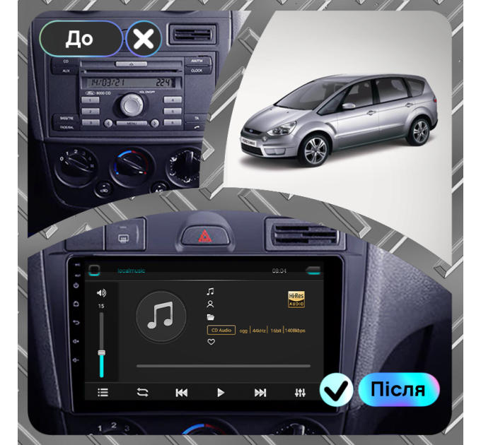Штатна магнітола Ford S-MAX 2006-2010 Element 4/64 4G CarPlay