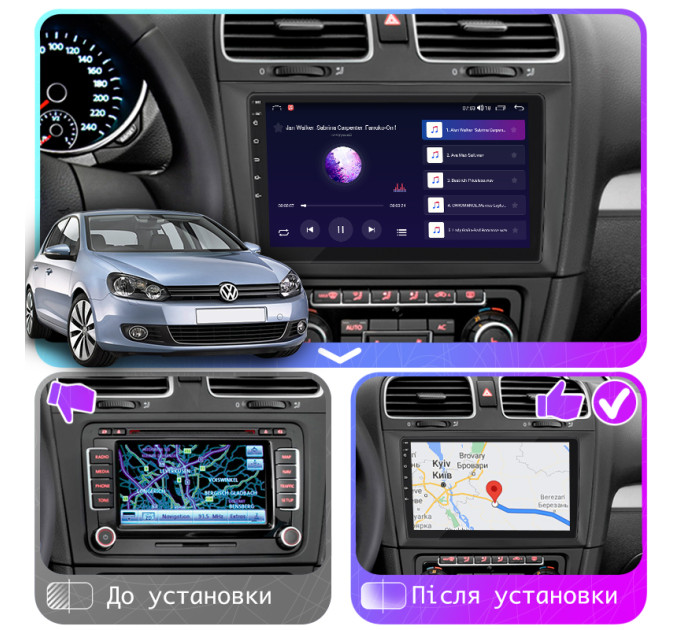 Штатна магнітола Volkswagen Golf 2008-2012 Element Prime 2/32 CarPlay 4G