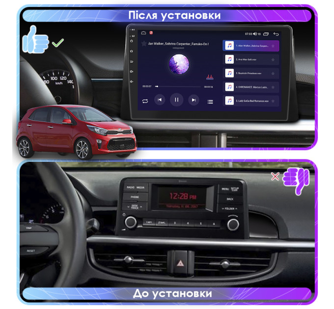 Штатна магнітола Kia Picanto  2017-2021 Element 6/128 4G CarPlay