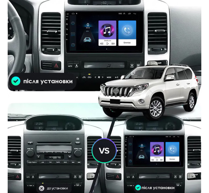 Штатна магнітола Toyota Land Cruiser Prado 120 Series 2007-2009 Element Prime 2/32 CarPlay 4G