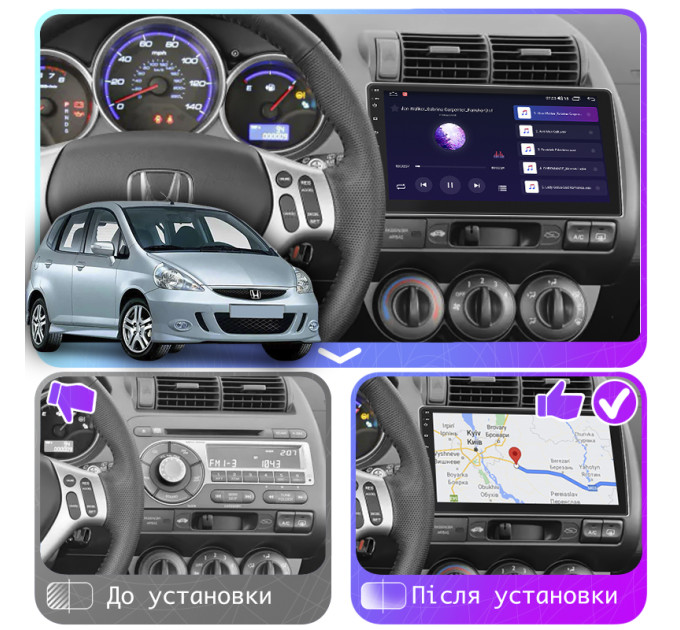 Штатна автомагнітола Honda Jazz I Manual AC 2005-2008 Element 6/128 4G CarPlay