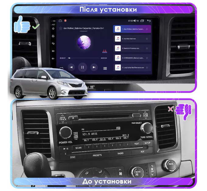Штатна магнітола Toyota Sienna 2010-2014 Element 4/64 4G CarPlay