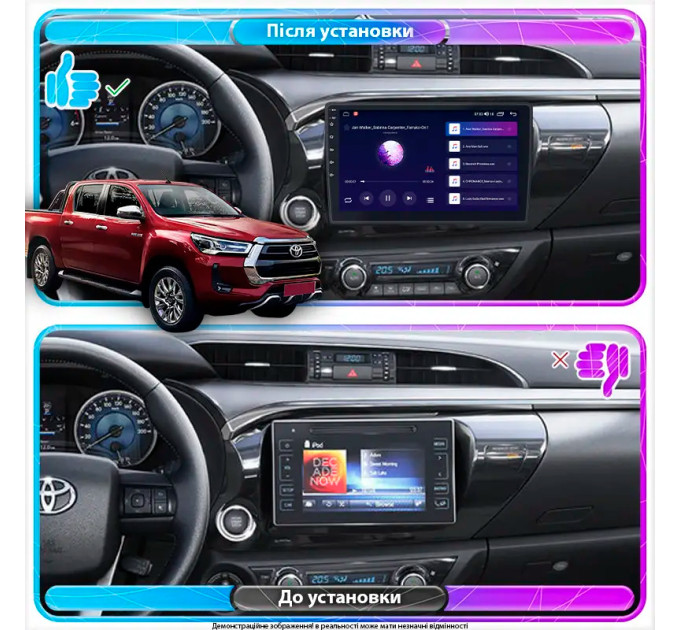 Штатна магнітола Toyota Hilux 2015-2020 Element 6/128 4G CarPlay