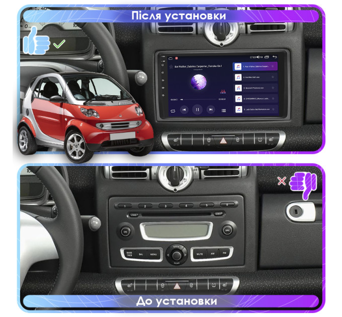 Штатна магнітола Smart Fortwo 2003-2007 Element 2/32 4G