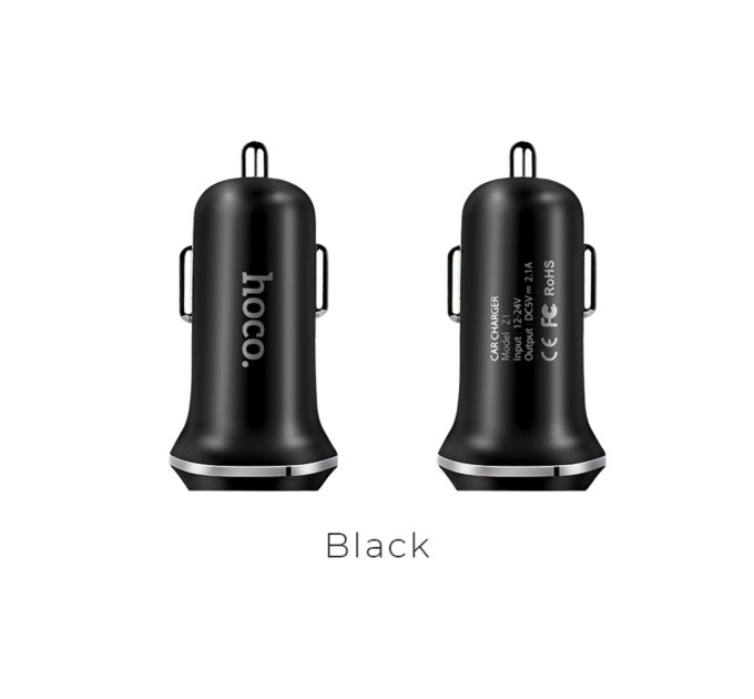 Автомобільний зарядний пристрій HOCO Z1 double ported Car Charger Black