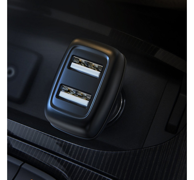 Автомобільний зарядний пристрій HOCO Z36 Leader dual port car charger set(Type-C) Black