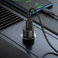 Автомобільний зарядний пристрій BOROFONE BZ19A Wisdom single port QC3.0 car charger set(Type-C) Black