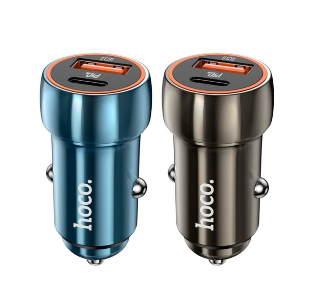 Автомобільний зарядний пристрій HOCO Z46A Blue whale PD20W+QC3.0 car charger set(Type-C) Sapphire Blue