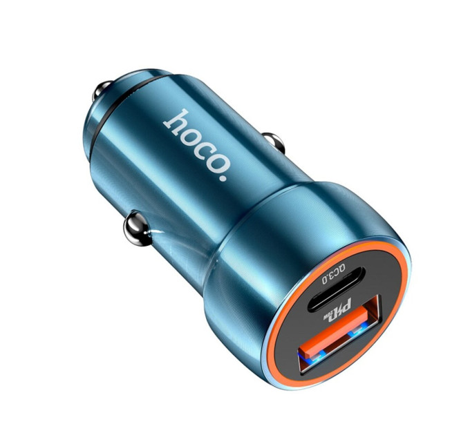 Автомобільний зарядний пристрій HOCO Z46A Blue whale PD20W+QC3.0 car charger set(Type-C) Sapphire Blue