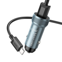 Автомобільний зарядний пристрій HOCO Z49A Level QC3.0 (Type-C) Metal Gray