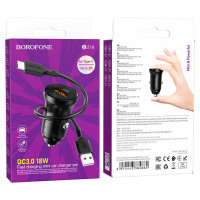 Автомобільний зарядний пристрій BOROFONE BZ18 QC3.0 (Type-C) Black