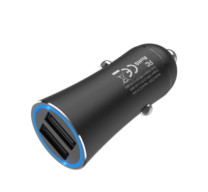 Автомобільний зарядний пристрій HOCO Z30A Easy route dual port car charger Black