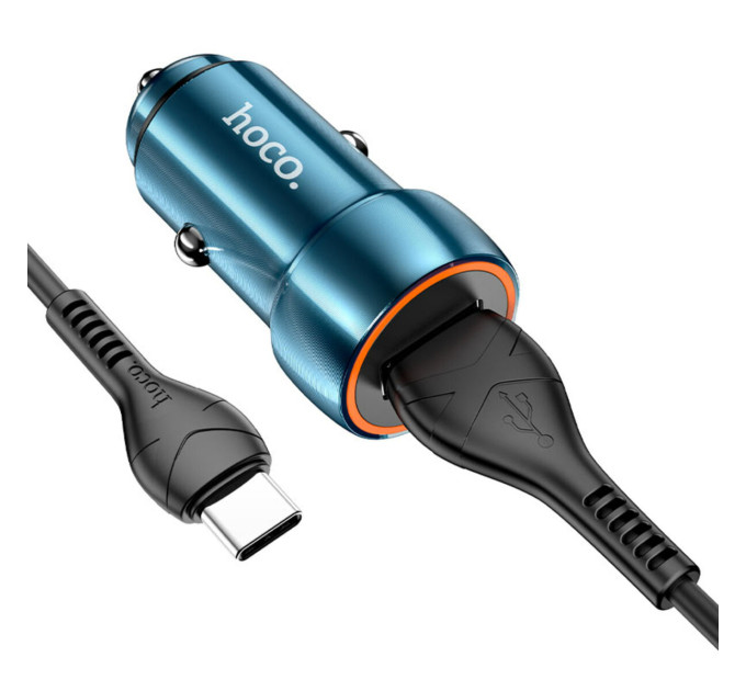 Автомобільний зарядний пристрій HOCO Z46 Blue shield single port QC3.0 (Type-C) Sapphire Blue