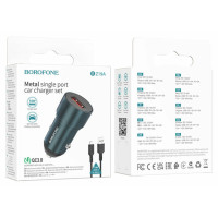 Автомобільний зарядний пристрій BOROFONE BZ19A Wisdom single port QC3.0 car charger set(Micro) Sapphire Blue