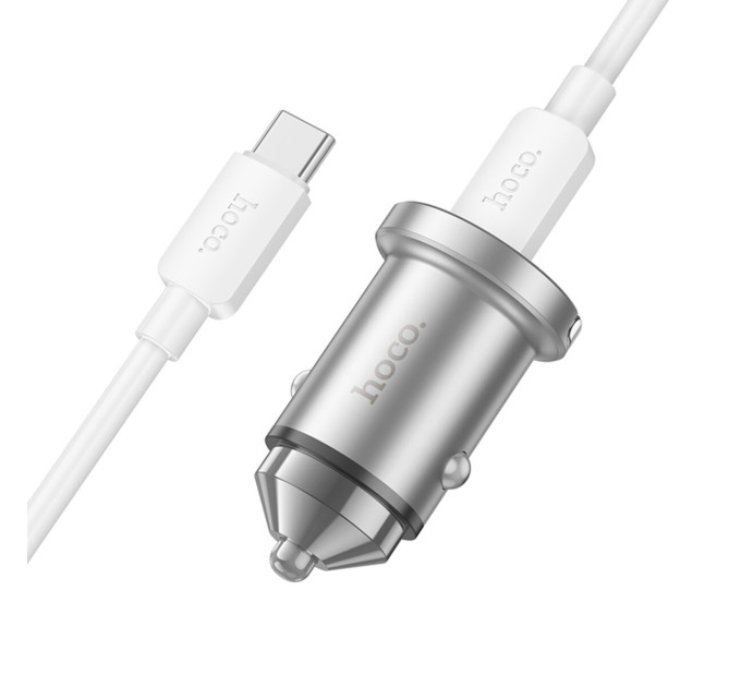 Автомобільний зарядний пристрій HOCO NZ10 Handy PD45W+QC3.0 car charger set(Type-C to Type-C) Silver