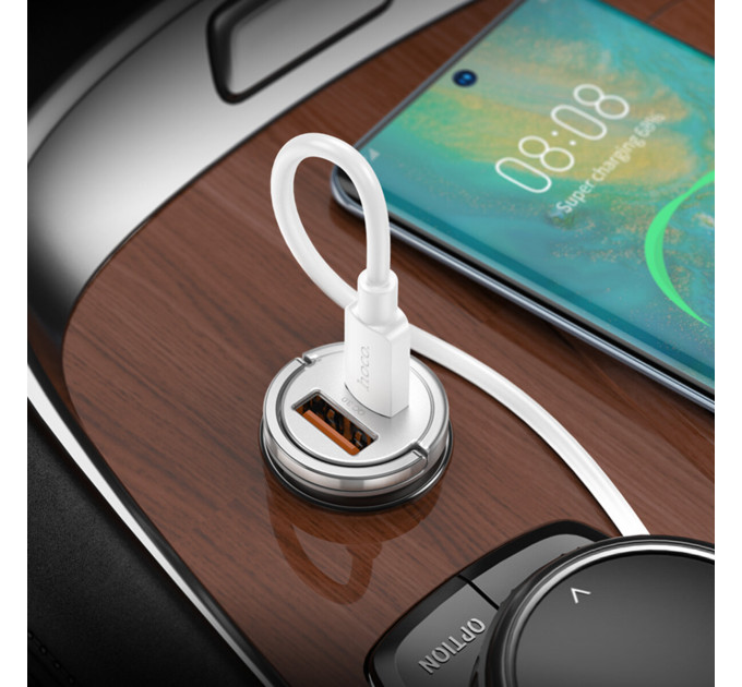 Автомобільний зарядний пристрій HOCO NZ10 Handy PD45W+QC3.0 car charger set(Type-C to Type-C) Silver