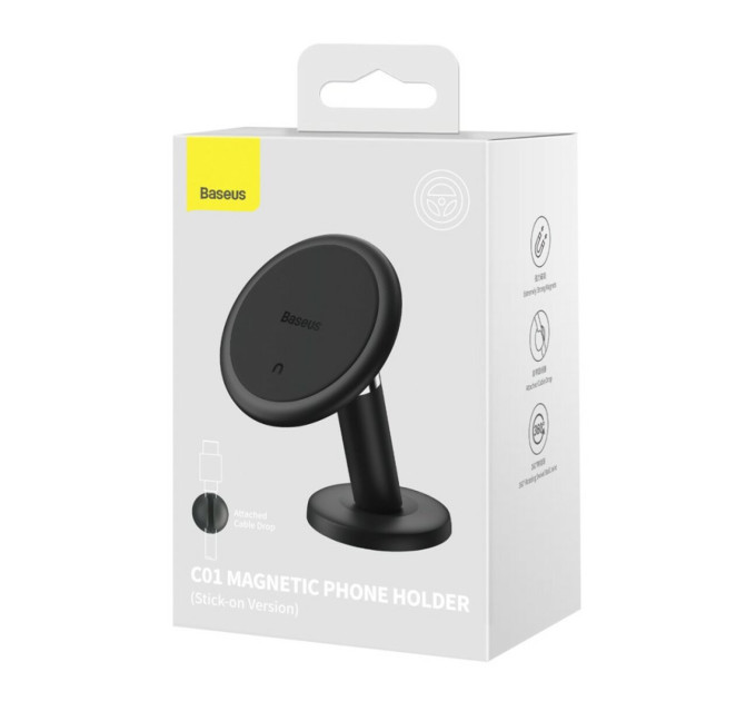 Тримач для мобiльного Baseus C01 Magnetic Phone Holder (Stick-on Version) Black