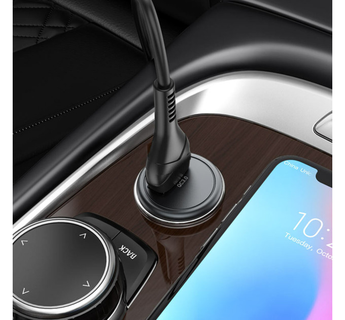Автомобільний зарядний пристрій HOCO Z43 Mighty single port QC3.0 car charger Black