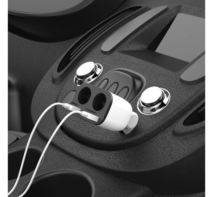 Автомобільний зарядний пристрій HOCO Z28 Power ocean cigarette lighter in-car charger with digital display White
