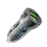 Автомобільний зарядний пристрій HOCO Z47 Transparent Discovery Edition dual port QC3.0 car charger Transparent Black