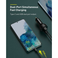 Автомобільний зарядний пристрій Baseus Superme Digital Display PPS Dual Quick Charger Car Charger Black