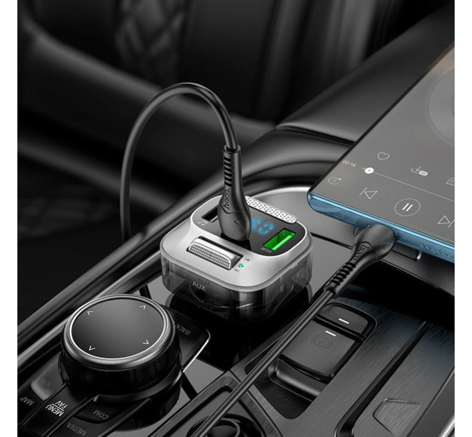 FM-трансмітер HOCO E75 Bravery PD30W+QC3.0 car BT Jazz Black