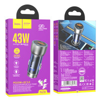 Автомобільний зарядний пристрій HOCO NZ8 Sprinter 43W dual port PD25W+QC3.0 Blue