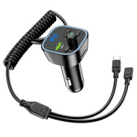 FM-трансмітер BOROFONE BC45B Prestige QC3.0 2-in-1 car BT FM transmitter with cable Black