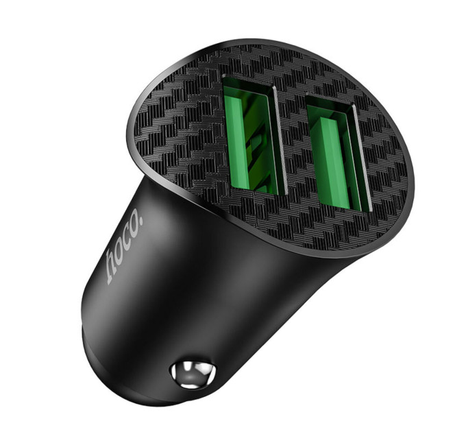 Автомобільний зарядний пристрій HOCO Z39 Farsighted dual port QC3.0 car charger Black