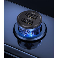 Автомобільний зарядний пристрій Usams US-CC162 C31 15W Transparent Dual USB A+A Mini Car Charger