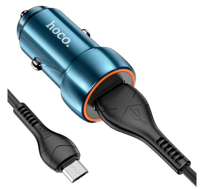 Автомобільний зарядний пристрій HOCO Z46 Blue QC3.0(Micro) Sapphire Blue