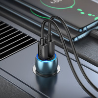 Автомобільний зарядний пристрій HOCO Z48 Tough 40W dual port(2C) Sapphire Blue