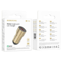 Автомобільний зарядний пристрій BOROFONE BZ19A Wisdom single port QC3.0 car charger Gold
