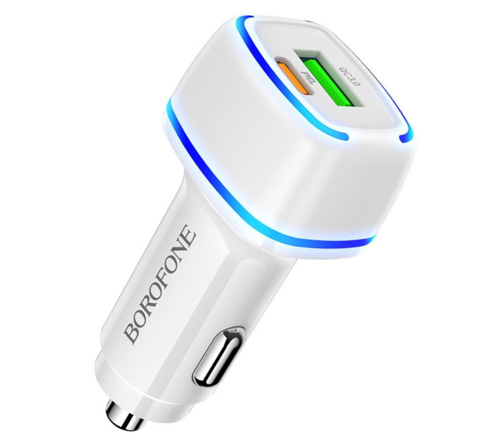 Автомобільний зарядний пристрій BOROFONE BZ14A Mercury PD20W+QC3.0 White