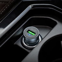 Автомобільний зарядний пристрій HOCO Z32 Speed Up single port QC3.0 car charger Metal Gray