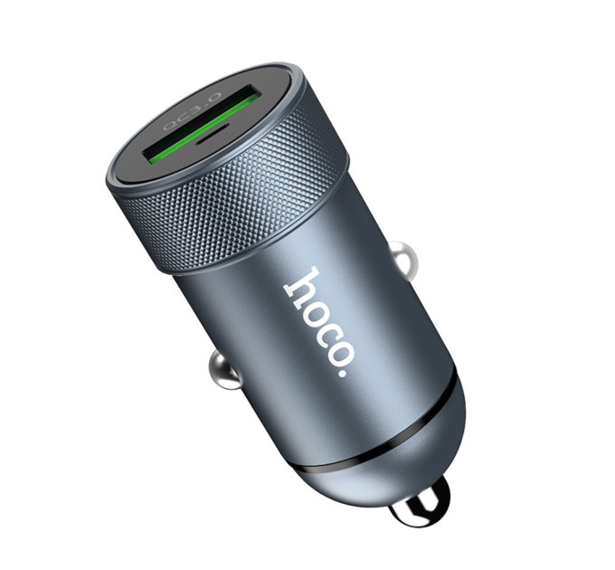 Автомобільний зарядний пристрій HOCO Z32 Speed Up single port QC3.0 car charger Metal Gray