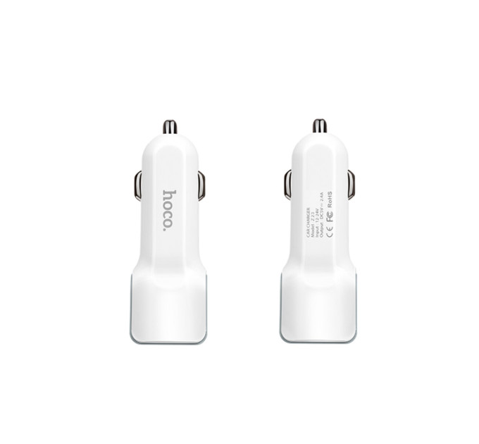 Автомобільний зарядний пристрій HOCO Z23 grand style dual-port car charger set with Micro cable White