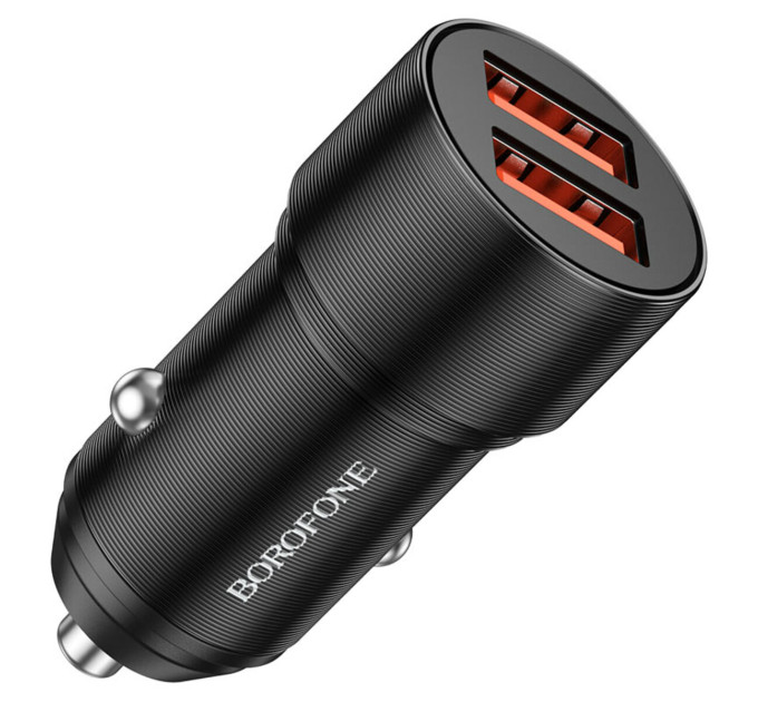 Автомобільний зарядний пристрій BOROFONE BZ19 Wisdom dual port car charger set(Micro) Black