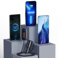 Автомобільний зарядний пристрій Usams US-CC161Car Charger 3USB + Type-C 156W With Cigarette Lighter Black