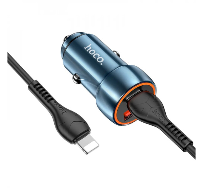Автомобільний зарядний пристрій HOCO Z46A Blue whale PD20W+QC3.0 car charger set(C to iP) Sapphire Blue