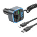 Автомобільний зарядний пристрій HOCO E74 Energy QC3.0 2-in-1 car BT FM transmitter with cable Metal Gray