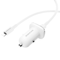 Автомобільний зарядний пристрій BOROFONE BZ12B single port QC3.0 (Type-C to Lightning) White