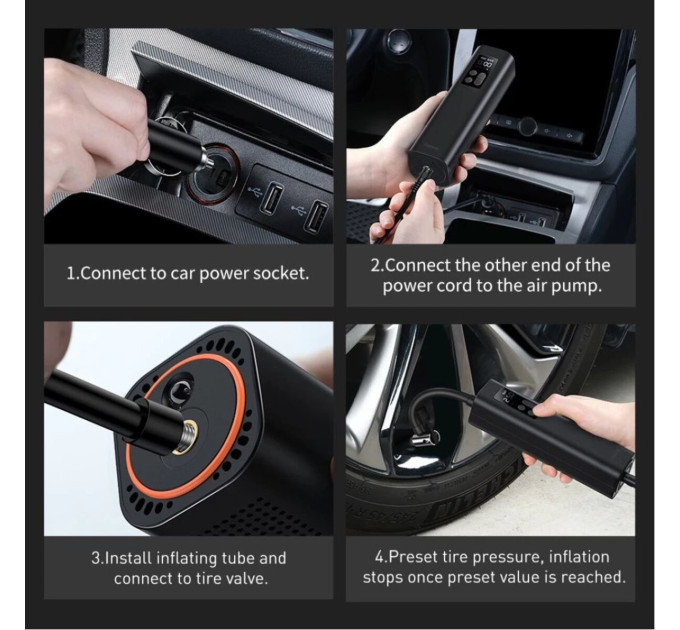 Автомобільний компресор Baseus Super Mini Inflator Pump Black