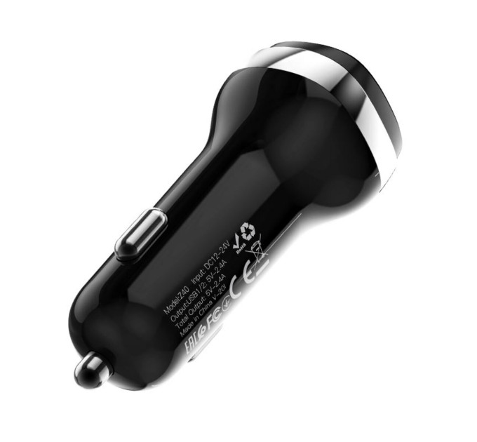 Автомобільний зарядний пристрій HOCO Z40 Superior dual port car charger Black