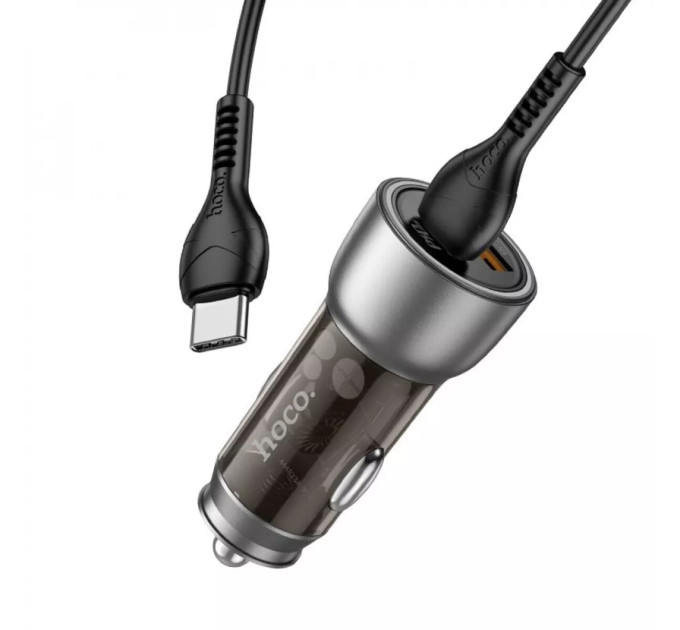 Автомобільний зарядний пристрій HOCO NZ8 Sprinter 43W dual port PD25W+QC3.0 car charger set(Type-C to Type-C) Brown