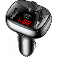 FM-трансмітер Usams US-CC143 C25 50W 2A+C 3 Ports Digital Display Wireless FM Car Charger Black